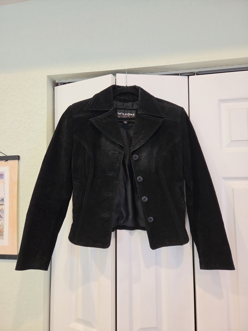 Vintage Y2k Wilson Black Suede Tailored Button-Front Women's Jacket
